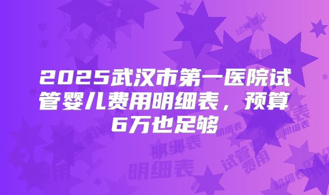 2025武汉市第一医院试管婴儿费用明细表，预算6万也足够