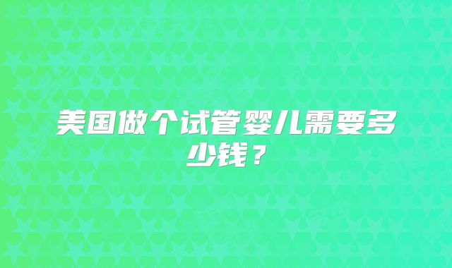 美国做个试管婴儿需要多少钱？