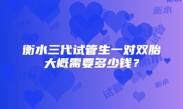 衡水三代试管生一对双胎大概需要多少钱?