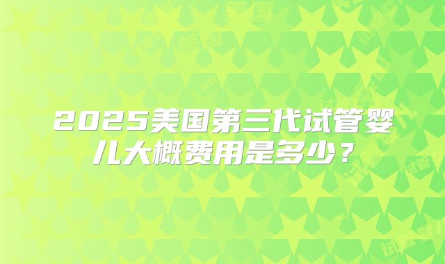 2025美国第三代试管婴儿大概费用是多少？