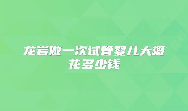 龙岩做一次试管婴儿大概花多少钱