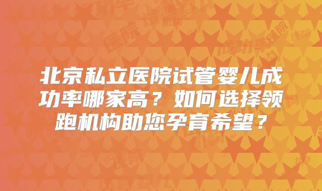 北京私立医院试管婴儿成功率哪家高？如何选择领跑机构助您孕育希望？