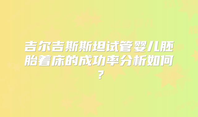 吉尔吉斯斯坦试管婴儿胚胎着床的成功率分析如何？