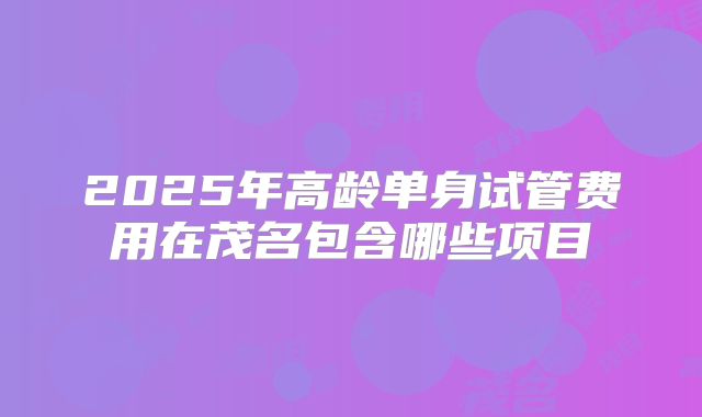 2025年高龄单身试管费用在茂名包含哪些项目