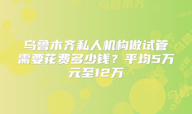 乌鲁木齐私人机构做试管需要花费多少钱？平均5万元至12万