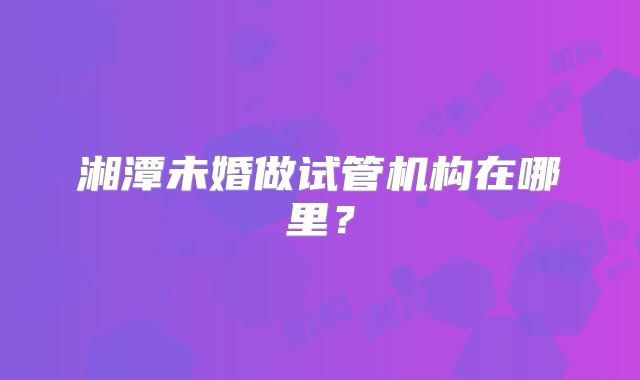 湘潭未婚做试管机构在哪里?