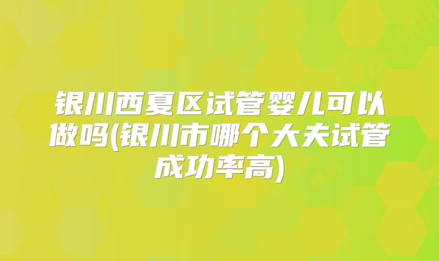 银川西夏区试管婴儿可以做吗(银川市哪个大夫试管成功率高)