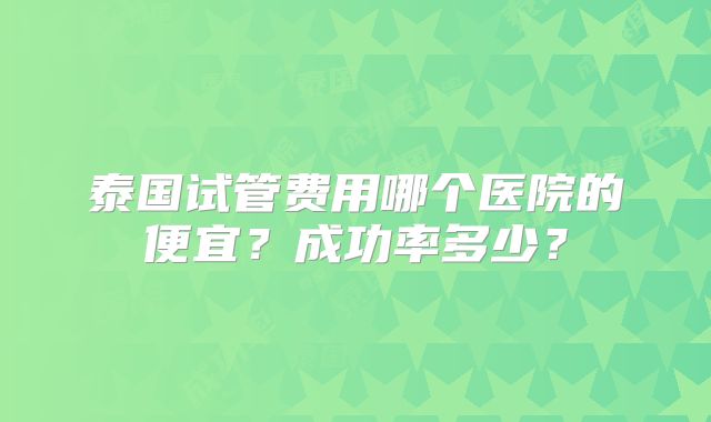 泰国试管费用哪个医院的便宜?成功率多少?