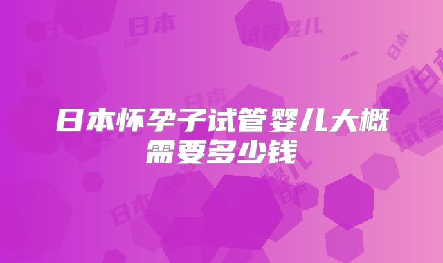 日本怀孕子试管婴儿大概需要多少钱