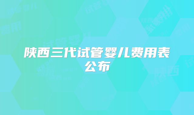 陕西三代试管婴儿费用表公布