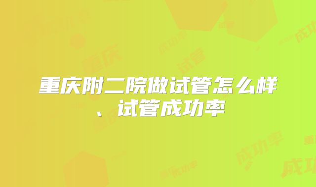 重庆附二院做试管怎么样、试管成功率