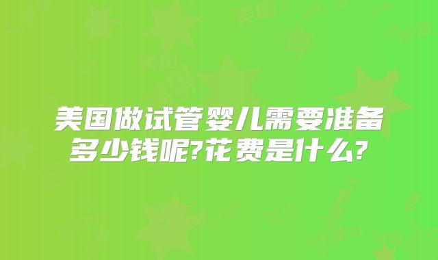 美国做试管婴儿需要准备多少钱呢?花费是什么?