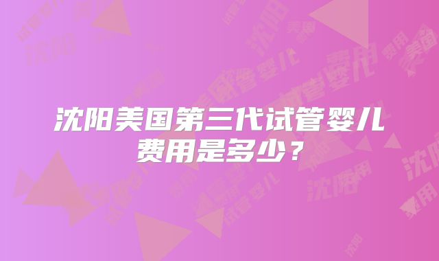 沈阳美国第三代试管婴儿费用是多少？
