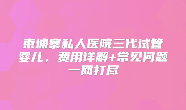 柬埔寨私人医院三代试管婴儿,费用详解+常见问题一网打尽