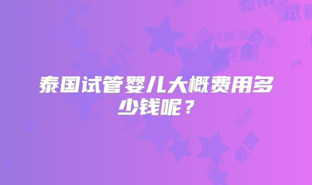 泰国试管婴儿大概费用多少钱呢？