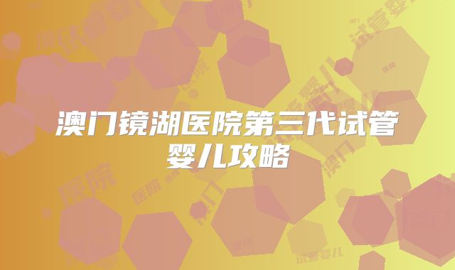 澳门镜湖医院第三代试管婴儿攻略