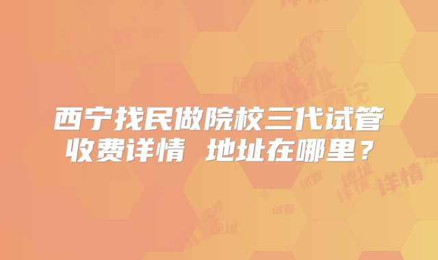 西宁找民做院校三代试管收费详情 地址在哪里？