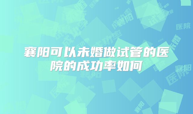 襄阳可以未婚做试管的医院的成功率如何