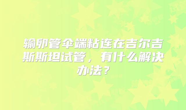 输卵管伞端粘连在吉尔吉斯斯坦试管，有什么解决办法？