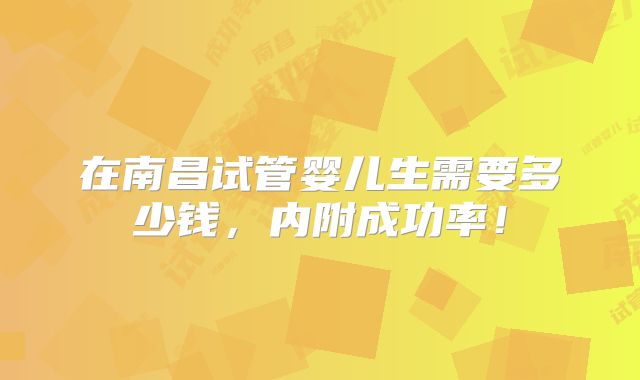 在南昌试管婴儿生需要多少钱,内附成功率!