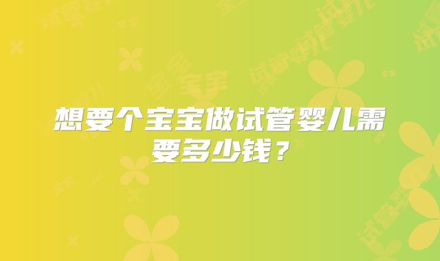 想要个宝宝做试管婴儿需要多少钱？