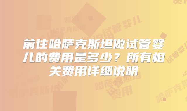 前往哈萨克斯坦做试管婴儿的费用是多少？所有相关费用详细说明