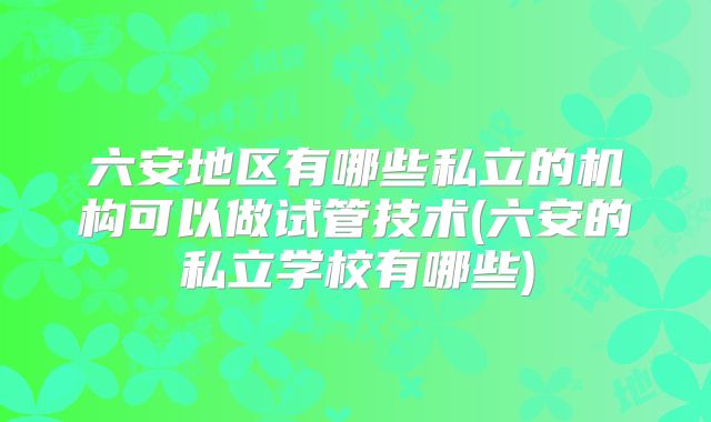 六安地区有哪些私立的机构可以做试管技术(六安的私立学校有哪些)