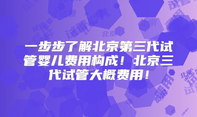 一步步了解北京第三代试管婴儿费用构成！北京三代试管大概费用！