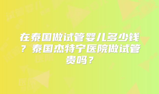 在泰国做试管婴儿多少钱？泰国杰特宁医院做试管贵吗？