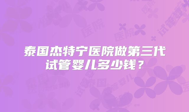 泰国杰特宁医院做第三代试管婴儿多少钱？