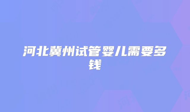 河北冀州试管婴儿需要多钱