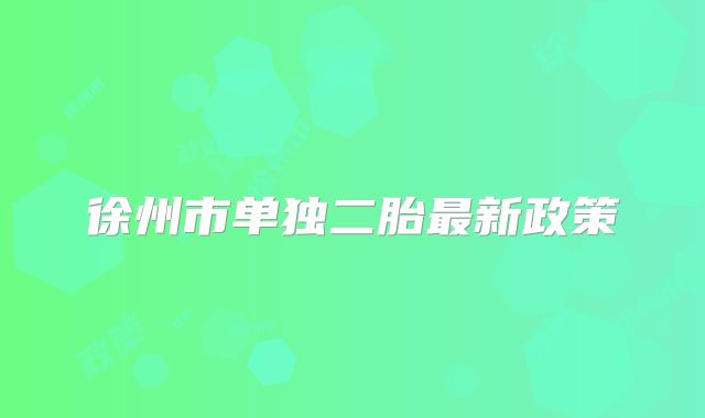 徐州市单独二胎最新政策