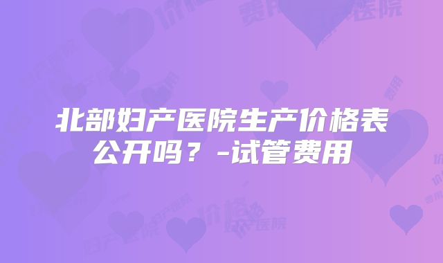 北部妇产医院生产价格表公开吗？-试管费用