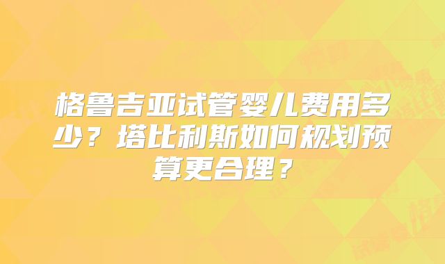 格鲁吉亚试管婴儿费用多少？塔比利斯如何规划预算更合理？