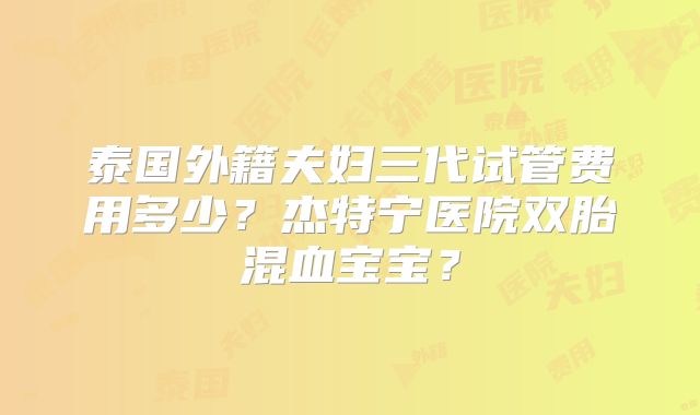 泰国外籍夫妇三代试管费用多少？杰特宁医院双胎混血宝宝？