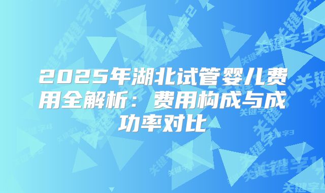 2025年湖北试管婴儿费用全解析:费用构成与成功率对比