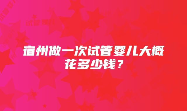 宿州做一次试管婴儿大概花多少钱？