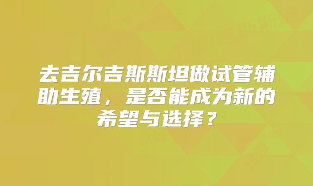 去吉尔吉斯斯坦做试管辅助生殖，是否能成为新的希望与选择？