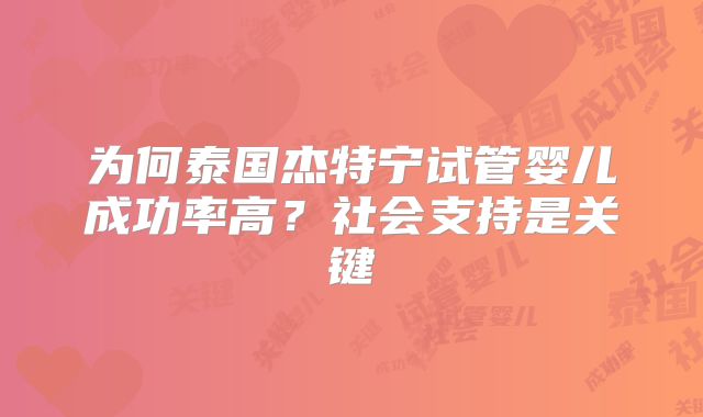 为何泰国杰特宁试管婴儿成功率高？社会支持是关键
