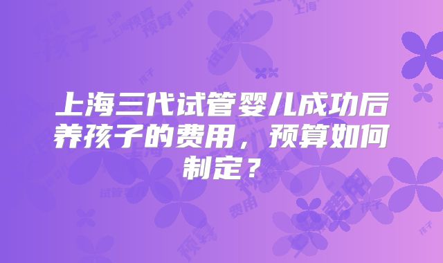 上海三代试管婴儿成功后养孩子的费用，预算如何制定？