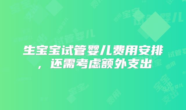 生宝宝试管婴儿费用安排，还需考虑额外支出