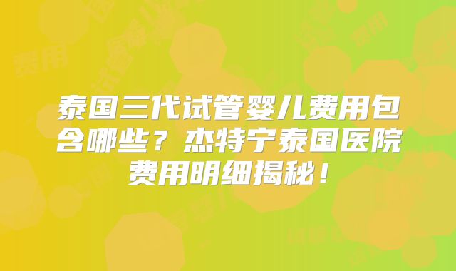 泰国三代试管婴儿费用包含哪些?杰特宁泰国医院费用明细揭秘!