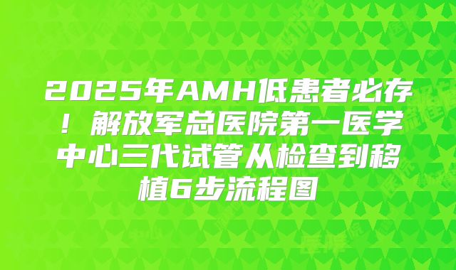2025年AMH低患者必存!解放军总医院第一医学中心三代试管从检查到移植6步流程图