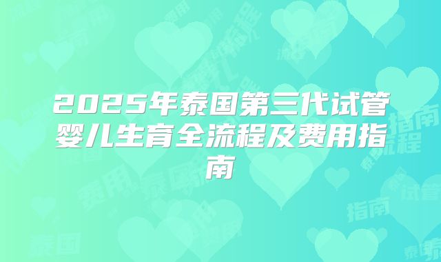 2025年泰国第三代试管婴儿生育全流程及费用指南