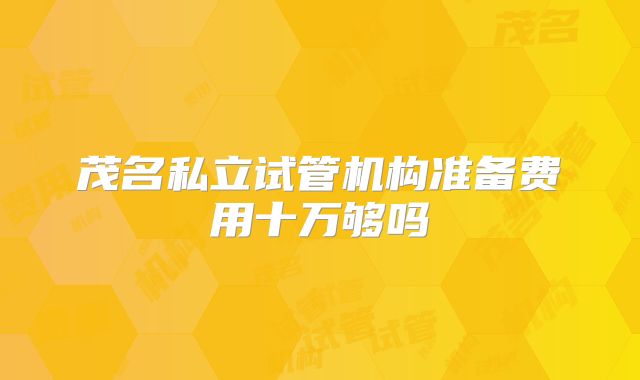 茂名私立试管机构准备费用十万够吗