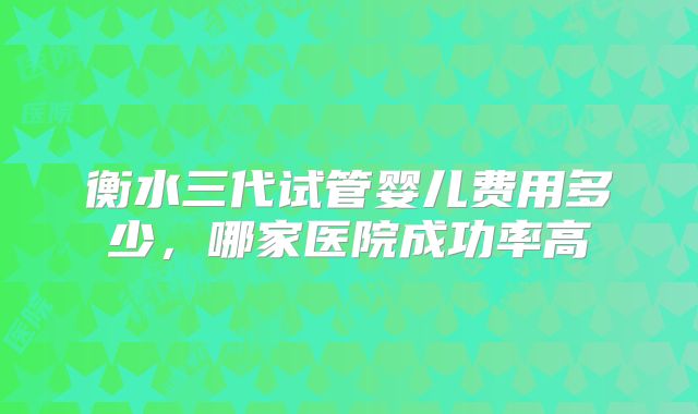 衡水三代试管婴儿费用多少，哪家医院成功率高