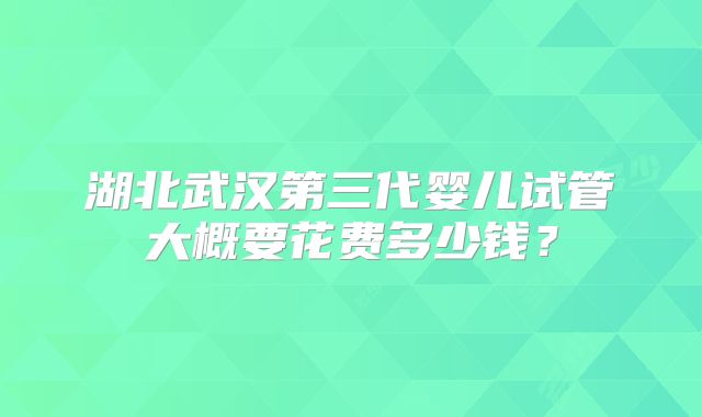 湖北武汉第三代婴儿试管大概要花费多少钱？