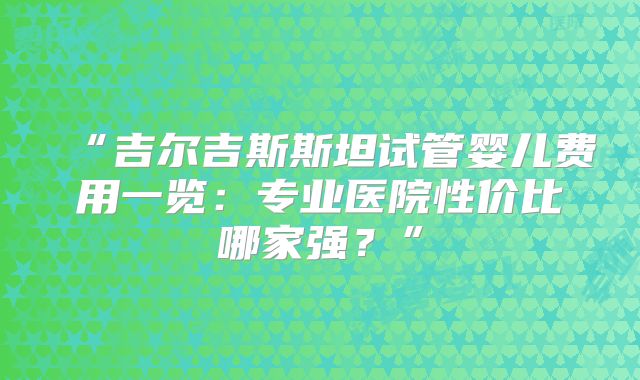 “吉尔吉斯斯坦试管婴儿费用一览:专业医院性价比哪家强?”