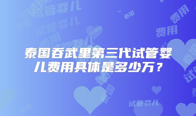 泰国吞武里第三代试管婴儿费用具体是多少万？