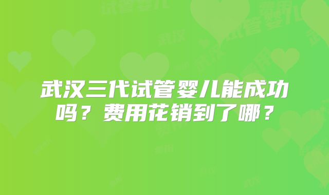 武汉三代试管婴儿能成功吗？费用花销到了哪？